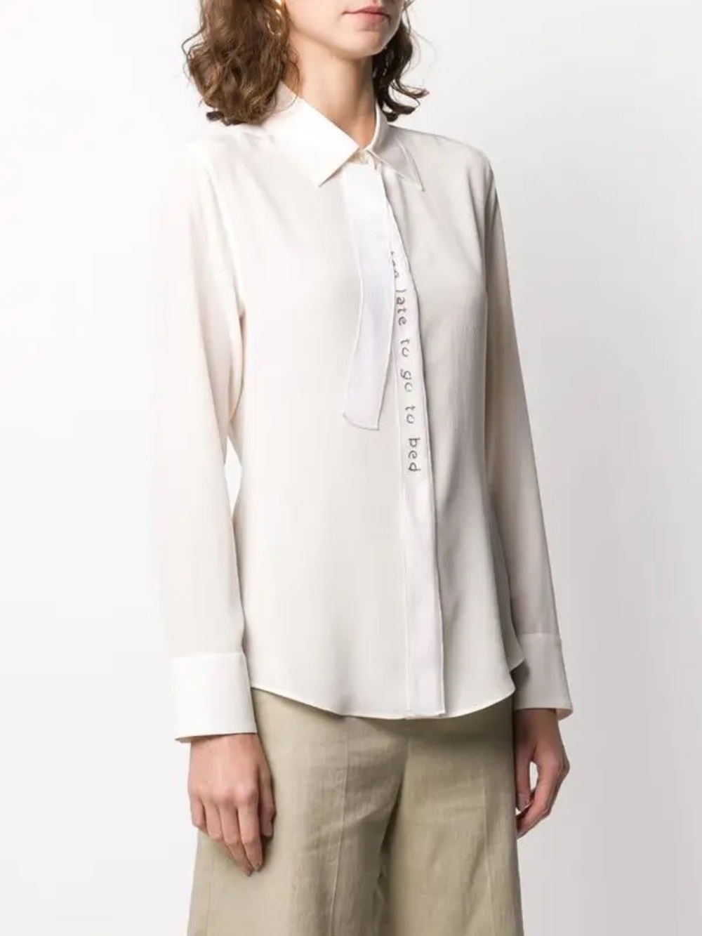 Stella McCartney Cream Button-Front Tie Neck Blouse